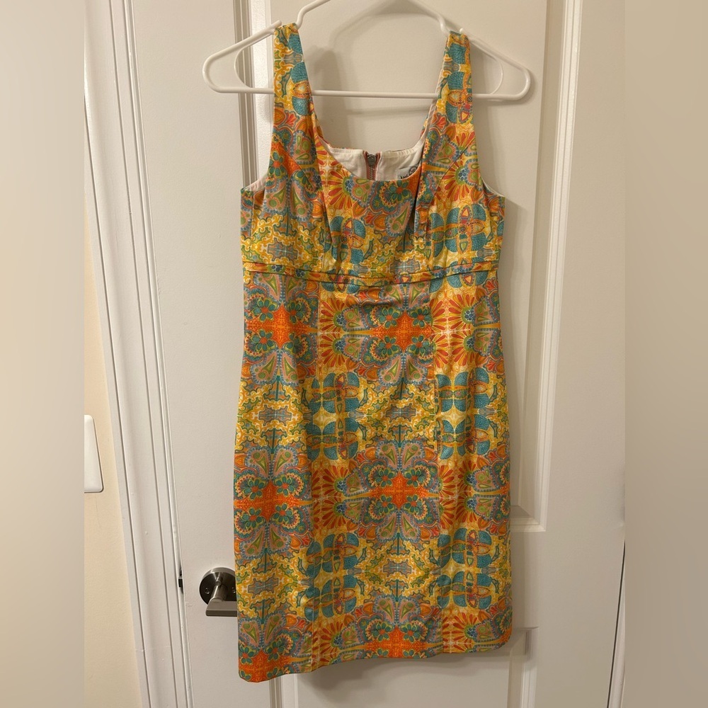 Kaeli Smith Orange Green Scoop Neck Sundress